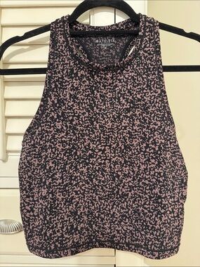 Athleta Black and Brown Printed High-Neck Cropped Tank